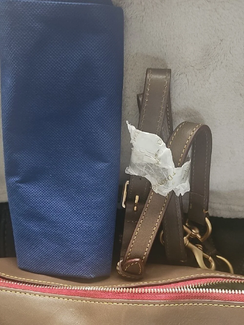 Dooney & Bourke Dark Brown Leather Satchel with Brass Hardware